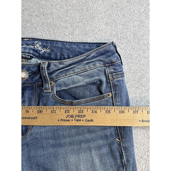 American Eagle Outfitters Skinny Kick Bootcut Jeans Womens 6 Blue Distressed - Picture 7 of 16